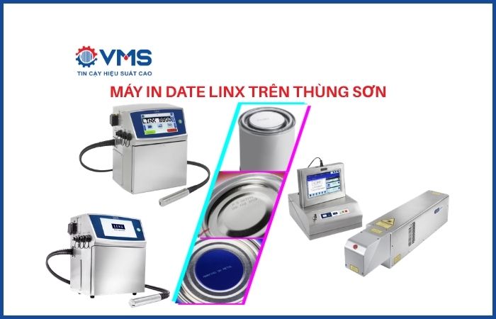 Máy in date Linx trên thùng sơn tự động, rõ nét